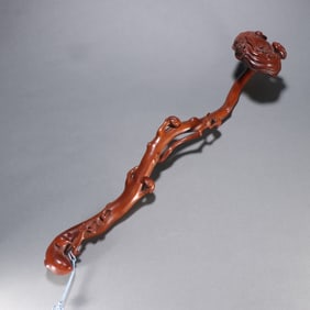 A Qing Dynasty boxwood ganoderma lucidum ruyi handle