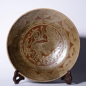 A purple fixed engraved phoenix pattern appreciation plate