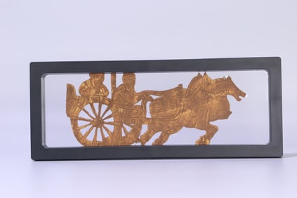 A piece of Sanxingdui cultural horse-drawn carriage gold leaf