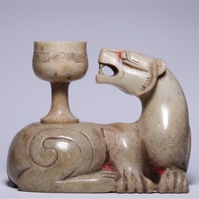 A set of ancient jade Tianlu auspicious beast wine vessels