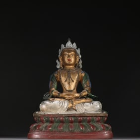 A copper-gilt Infinite Life Buddha
