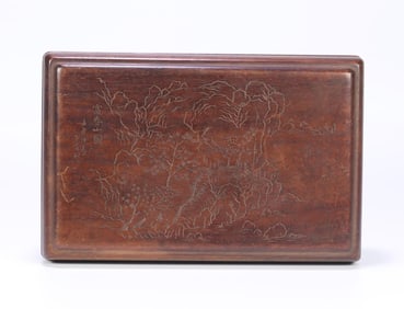 A Qing Dynasty Huanghuali Fuchun Mountain Residence Picture Cover Box