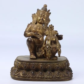 A bronze gilt Buddha statue of the Qing Dynasty