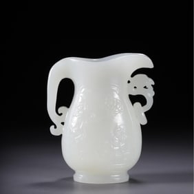 A Qing Dynasty Hetian jade pine figure pattern pot