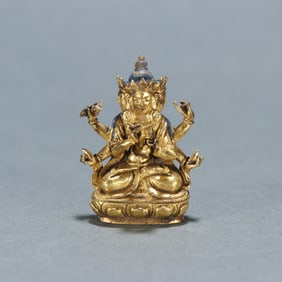 A bronze gilt statue of the Buddha Mother with Buddha