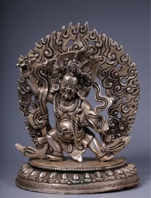 A statue of a copper-gilt silver Vajra hand Bodhisattva in the Qing Dynasty