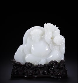 A Qing Dynasty Hetian jade God of Wealth ornament