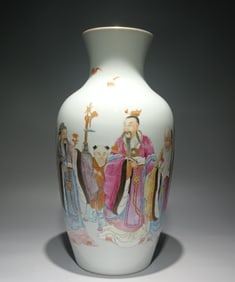 A Qing Dynasty Qianlong pastel Fulu Shou Guanyin vase