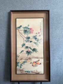 A picture of flowers and birds in non-darkness