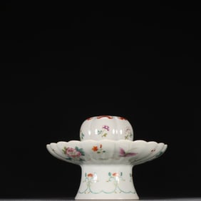 A Qing Dynasty pastel hundred butterflies play kaleidoscope flower arrangement