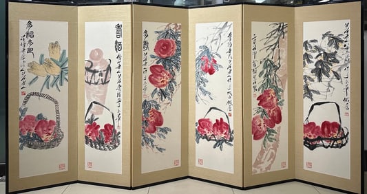 A screen of Qi Baishi's longevity picture