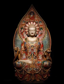 A white jade painted Buddha of the Northern Qi Dynasty