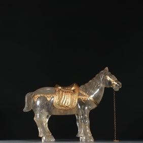 A Liao gold crystal-clad golden horse ornament