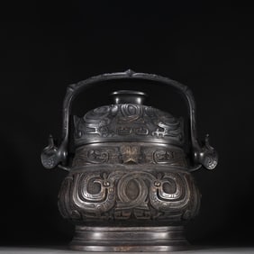 A bronze phoenix bird pattern beam pot