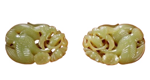 A pair of Qing Dynasty Hetian Topaz Haidongqing