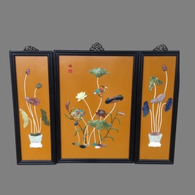 A piece of Qing Dynasty sandalwood treasure inlaid with the hanging screen of the nave hall