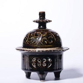 A Jizhou kiln curly grass pattern incense burner