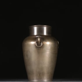 A tea jar made of tin carved three ear rings made by Ganmao