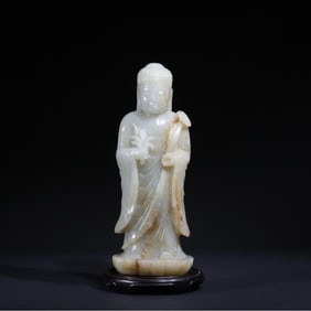 A Qing Dynasty jade carving Medicine Buddha statue ornament