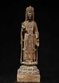 A piece of Northern Qi bluestone painting station Guanyin