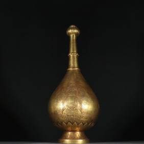 A copper-gilt Buddha pattern vase
