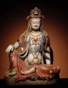 A piece of Tang Han white jade painted Guanyin