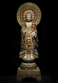 A white jade painted Buddha of the Northern Wei Dynasty