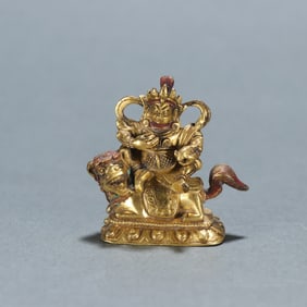 A copper-gilt treasure of the King of Heavenly Buddha