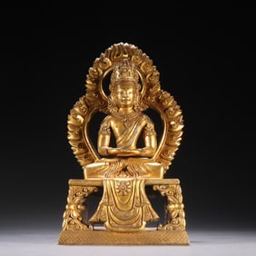 A piece of copper gilt Infinite Life Buddha in the Qing Dynasty