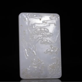 A hunting map of Hetian white jade in the Qing Dynasty is listed