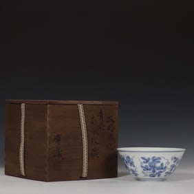 A Ming Dynasty Chenghua blue and white pumpkin pattern bowl