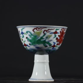 A Ming Dynasty Chenghua Doucai auspicious beast pattern goblet