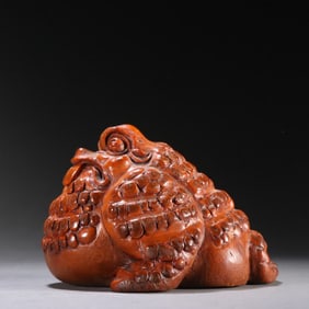 A bamboo carved golden toad