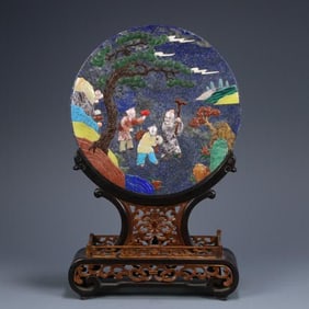 A Qing Dynasty lapis lazuli treasure embedded character story insert