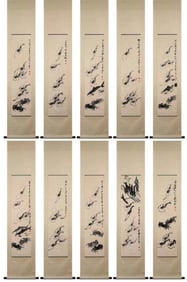 A work of ten screens by Qi Baishi