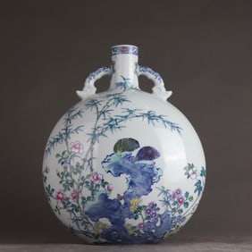 A Qing Yongzheng pastel Anxi picture moon holding vase