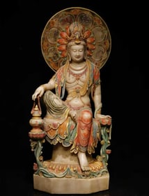A piece of Tang Dynasty white jade painted Guanyin