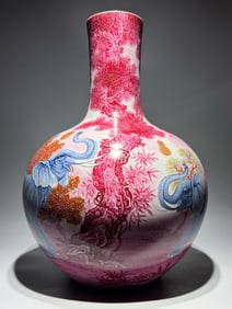 A Qing Dynasty Qianlong enamel color Lang Shining painted Taiping like a poem Wen Tianqiu vase