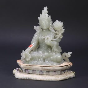 A Qing Dynasty Hetian jade Tara ornament