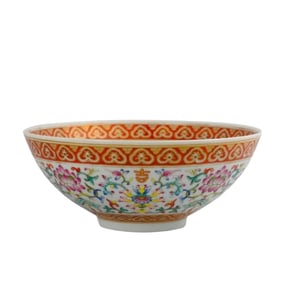 A bowl of entwined lotus made by Shen De Tang Gong red with gold painting