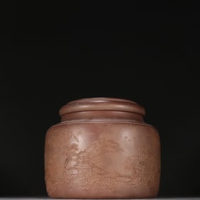 A piece of Yang Jichu's purple sand landscape landscape tea jar