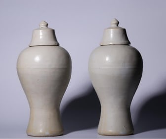A pair of plum bottles in Xing kiln
