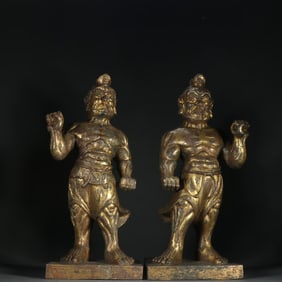 A pair of copper-gilt diamond ornaments