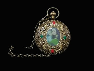 A double-open pure copper pocket watch in the late Qing Dynasty