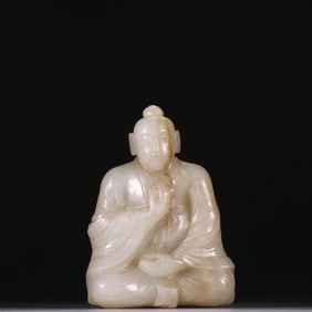 A Qing Dynasty Hetian jade figure carving