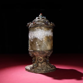 A Han Dynasty silver-gilt cloisonné inlaid gemstone incense burner