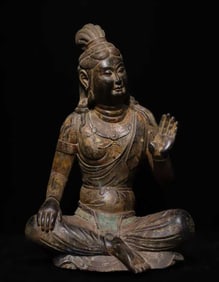 A piece of Tang Dynasty bluestone painted Guanyin