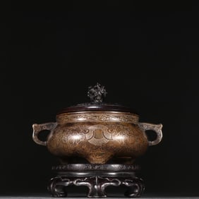 A stone old man copper tire pinching silver silk dragon pattern aromatherapy stove