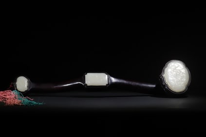 A piece of Qing Dynasty year after year, three white jade ruyi