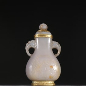 A piece of Liao gold agate gold-clad window magpie plum bottle